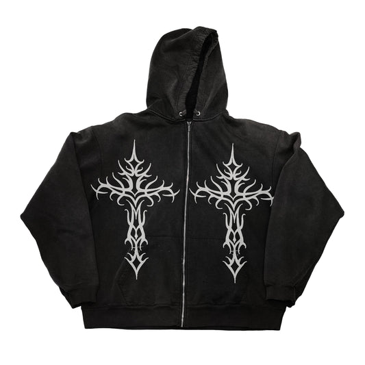 Cross Zip Up Hoodie